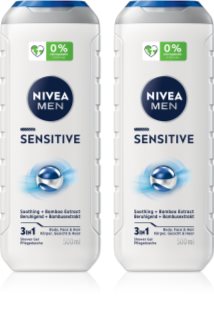 NIVEA MEN Sensitive kūno ir plaukų dušo želė ekonomiška pakuotė