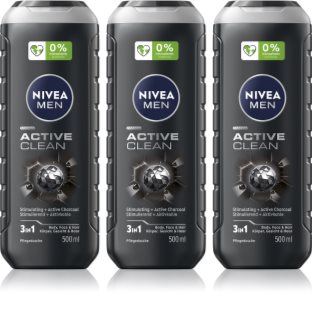 NIVEA MEN Active Clean Body Wash for Men economy pack 3 x 500 ml