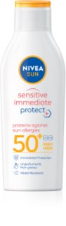 NIVEA SUN Sensitive Immediate Bräunungsmilch für empfindliche Haut SPF 50+ 200 ml