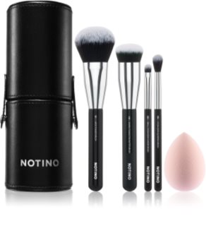 Notino Makeup Brushes Essential Professional Make-Up Brushes & Sponge Set set de brochas con estuche 5 ud