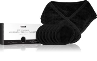 Notino Spa Collection Spa headband and make-up removal pads set makeup remover set with spa headband Black 7 pc