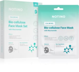 Notino Calming Bio-Cellulose Face Mask with Niacinamide tekstilinių veido kaukių rinkinys raminamojo poveikio