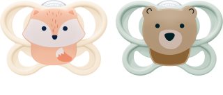 NUK Perfect Match Air 0-2 m chupeta Fox/Bear 2 un.