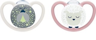 NUK Perfect Match Air Night 0-6 m knupis Firefly/Sheep 2 cm