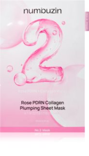 Numbuzin No. 2 Rose PDRN Collagen Plumping Sheet Mask hydratační plátýnková maska pro rozjasnění pleti 5 ks