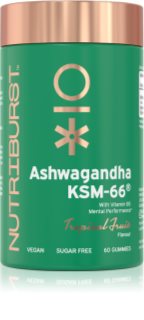 Nutriburst Advanced Ashwagandha KSM-66® Gummies želé cukríky na udržanie energie a kognitívnej výkonnosti príchuť Tropical Fruit 60 ks