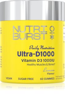 Nutriburst Daily Nutrition Ultra‑D1000 Gummies želé bonbóny pro normální funkci imunitního systému, stav kostí, zubů a činnost svalů příchuť Lemon 60 ks