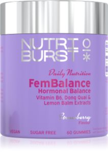 Nutriburst Daily Nutrition FemBalance Gummies želé cukríky na podporu hormonálnej rovnováhy príchuť Strawberry 60 ks