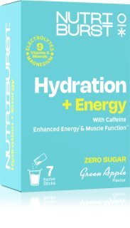 Nutriburst Hydratation + Energy rehydratační elektrolytový nápoj s kofeinem příchuť Green Apple 7x5 g