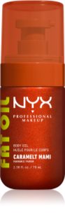 NYX Professional Makeup Fat Oil Body tápláló testolaj hidratálást és fényt biztosít illattal Caramelt Mami 70 ml