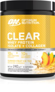 Optimum Nutrition Clear Protein Whey Protein Isolate + Collagen Molkenprotein mit Kollagen Geschmack Summer Ice Tea 240 g