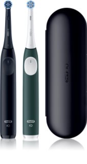 Oral-B iO2 Clean & Gentle sähköhammasharja sisältää kotelon DUOPAKKAUS Matt Black & Forest Green