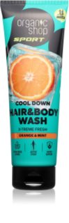 Organic Shop Sport Orange & Mint sprchový gel na tělo a vlasy s osvěžujícím účinkem 200 ml