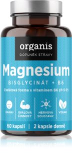 Organis Magnesium Bisglycinate + B6 kapsuly na podporu normálnej činnosti nervovej sústavy, svalov, zubov a zníženie únavy 60 cps