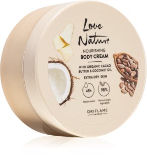 Oriflame Love Nature Cacao Butter & Coconut Oil odżywczy krem do ciała o działaniu nawilżającym 200 ml