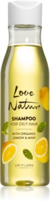 Oriflame Love Nature Organic Lemon & Mint Djupt ren- och klargörande schampo För fett hår 250 ml