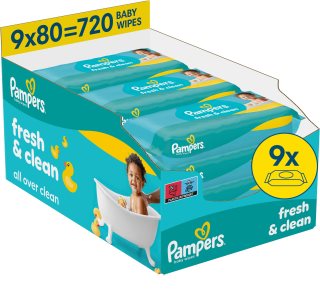 Pampers Fresh & Clean feuchte Feuchttücher für Kinder 9x80 St.