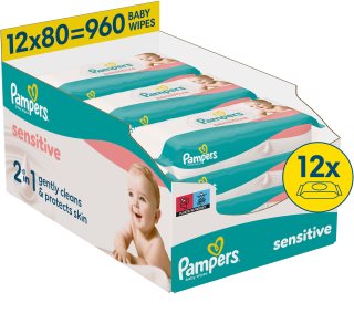 Pampers Sensitive Baby Wipes Servetele umede pentru copii 12x80 buc