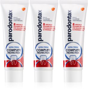 Parodontax Complete Protection Extra Fresh Zahnpasta mit Fluor für gesunde Zähne und Zahnfleisch 3x75 ml