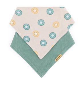 Petite&Mars Bandana Luke 3m+ bērnu priekšautiņš Beige Kiwis&Misty Green 1 gab.