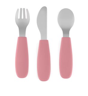 Petite&Mars Take&Match Stainless Steel Cutlery Set pribor za djecu Dusty Rose 12m+ 3 kom
