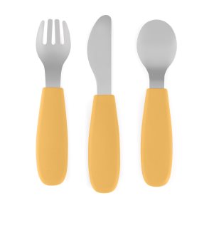 Petite&Mars Take&Match Stainless Steel Cutlery Set pribor za djecu Ochre 12m+ 3 kom