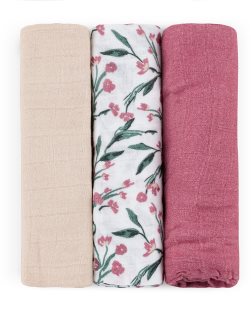 Petite&Mars Moussy látkové plienky Pink Meadow 68 x 68 cm 3 ks