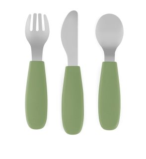 Petite&Mars Take&Match Stainless Steel Cutlery Set galda piederums bērniem Sweet Pea 12m+ 3 gab.