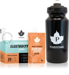 Puhdistamo Electrolyte Powder + láhev sportovní nápoj s elektrolyty příchuť Mango & Orange 20x5 g