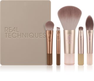 Real Techniques New Nudes On The Glow Mini Brush Kit Brush Set for travelling 6 pc