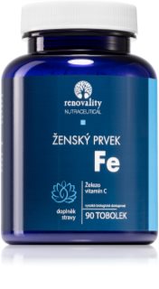 Renovality Ženský prvek Fe tobolky pro normální tvorbu červených krvinek a hemoglobinu pro ženy 90 ks