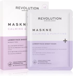 Revolution Skincare Maskcare Maskne Calming & Purifying masca profund reparatorie pentru piele sensibila si iritabila 2 buc