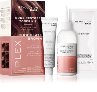 Revolution Haircare Plex Bond Restore Kit Σετ για να τονίζετε το χρώμα τον μαλλιών απόχρωση Chocolate Brown 1 τμχ