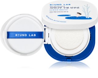 ROUND LAB Birch Juice Moisturizing Sun Cushion слънцезащитен крем за лице за интензивна хидратация SPF 50+ 15 гр.