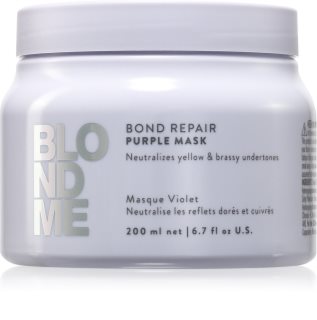 Schwarzkopf Professional Blondme Bond Repair Purple Mask Maske für die Haare neutralisiert gelbe Verfärbungen 500 ml