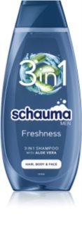 Schwarzkopf Schauma MEN освіжаючий шампунь для обличчя, тіла та волосся 400 мл