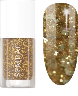 Semilac Glitter Nails veidrodžio efekto nagų lakas atspalvis 042 Flakes of Gold 7 ml