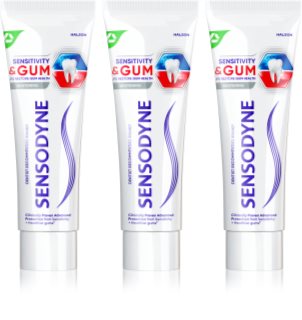 Sensodyne Sensitivity & Gum Whitening dentifrice blanchissant protection dents et gencives 3x75 ml