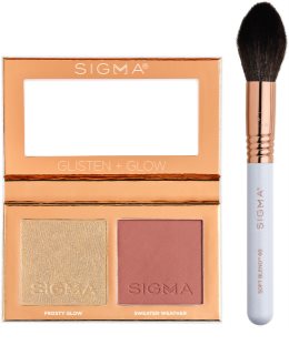 Sigma Beauty Glisten + Glow Cheek Duo rumenilo s highlighterom s kistom 128,2 g