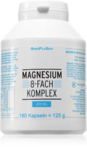 SinoPlaSan Magnesium 8-fach Komplex Kapseln zur Reduzierung von Müdigkeit und Erschöpfung und Unterstützung gesunder Zähne, Knochen und Muskeln 180 KAP