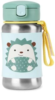Skip Hop Spark Style Straw Bottle nerūsošā tērauda ūdens pudele ar salmiņu Hedgehog 12 m+ 350 ml