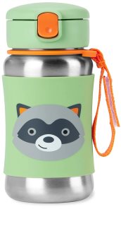 Skip Hop Spark Style Straw Bottle nerūsošā tērauda ūdens pudele ar salmiņu Racoon 12 m+ 350 ml