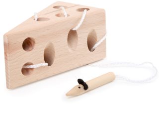 Small foot Threading Game Cheese and Mouse activity toy wooden 3 y+ 2 pc