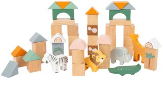 Small foot Wooden Building Blocks Safari aktiviteter legetøj af træ 12 m+ 50 stk.