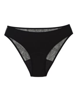 Snuggs Lace Brief Recycled Nylon Black menstruációs női alsó