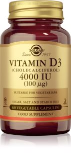 Solgar Vitamin D3 4000 IU kapsle pro normální funkci imunitního systému, stavu kostí a činnosti svalů 60 cps
