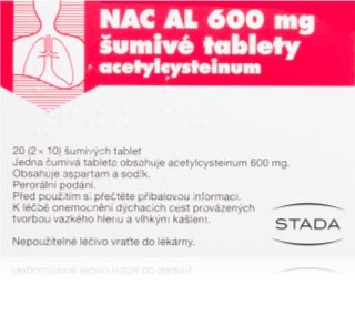 STADA NAC AL 600mg šumivé tablety k léčbě akutních onemocnění dýchacích cest doprovázených tvorbou hlenu
