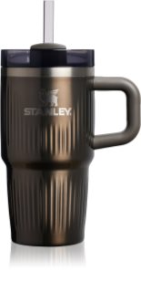 Stanley Quencher H2.O FlowState™ Fluted Tumbler copo de aço inoxidável com palhinha pequeno Gunmetal Shine 600 ml