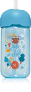 Suavinex Forest Straw Trainer Cup cantimplora infantil con pajita 18 m+ Blue 340 ml