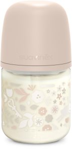 Suavinex Wonderland SX Pro Physiological Anti-Colic Glass Babyflasche aus Glas S Slow Flow 0 m+ Liberty Pink
